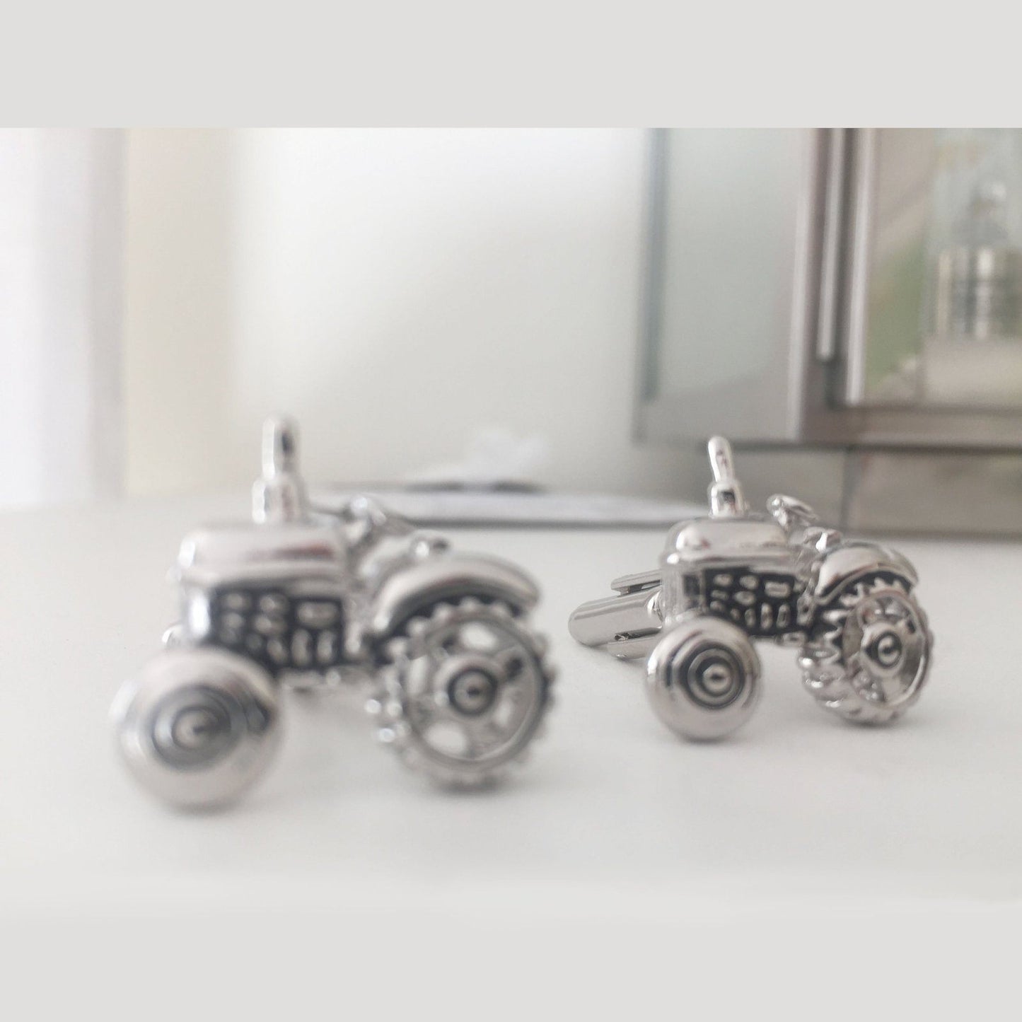 Tractor Cufflinks Silver