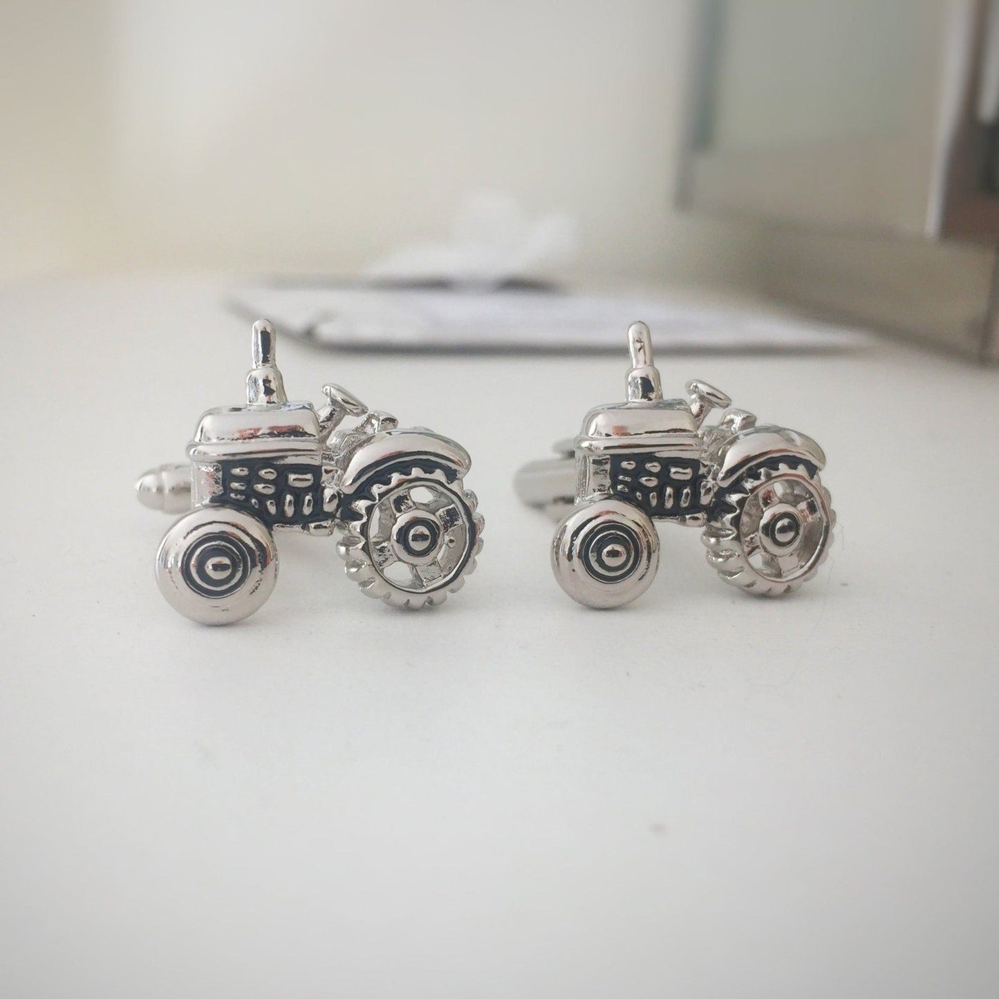 Tractor Cufflinks Silver