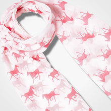 Load image into Gallery viewer, Trotting Horse Scarf White Pink
