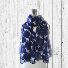 Load image into Gallery viewer, Trotting Horses Scarf Dark Blue
