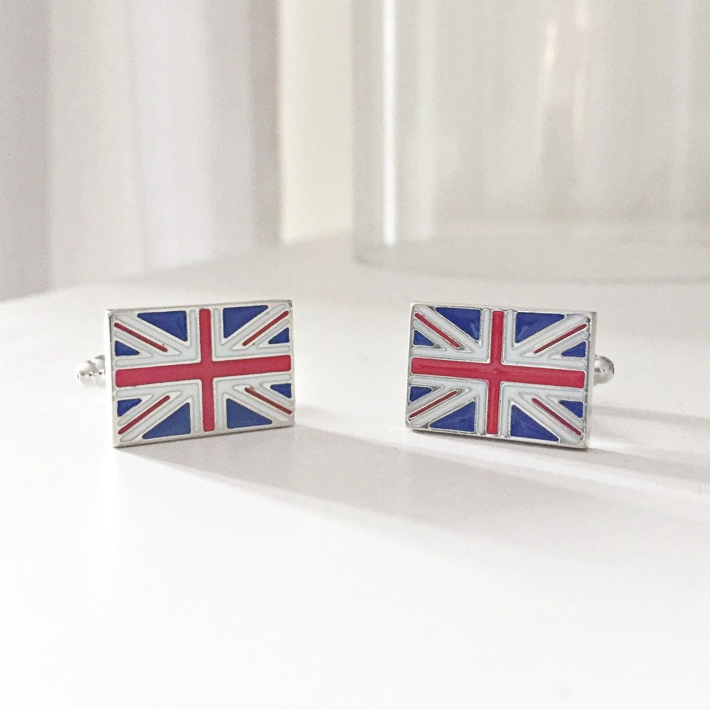 Union Jack Cufflinks Silver Enamel