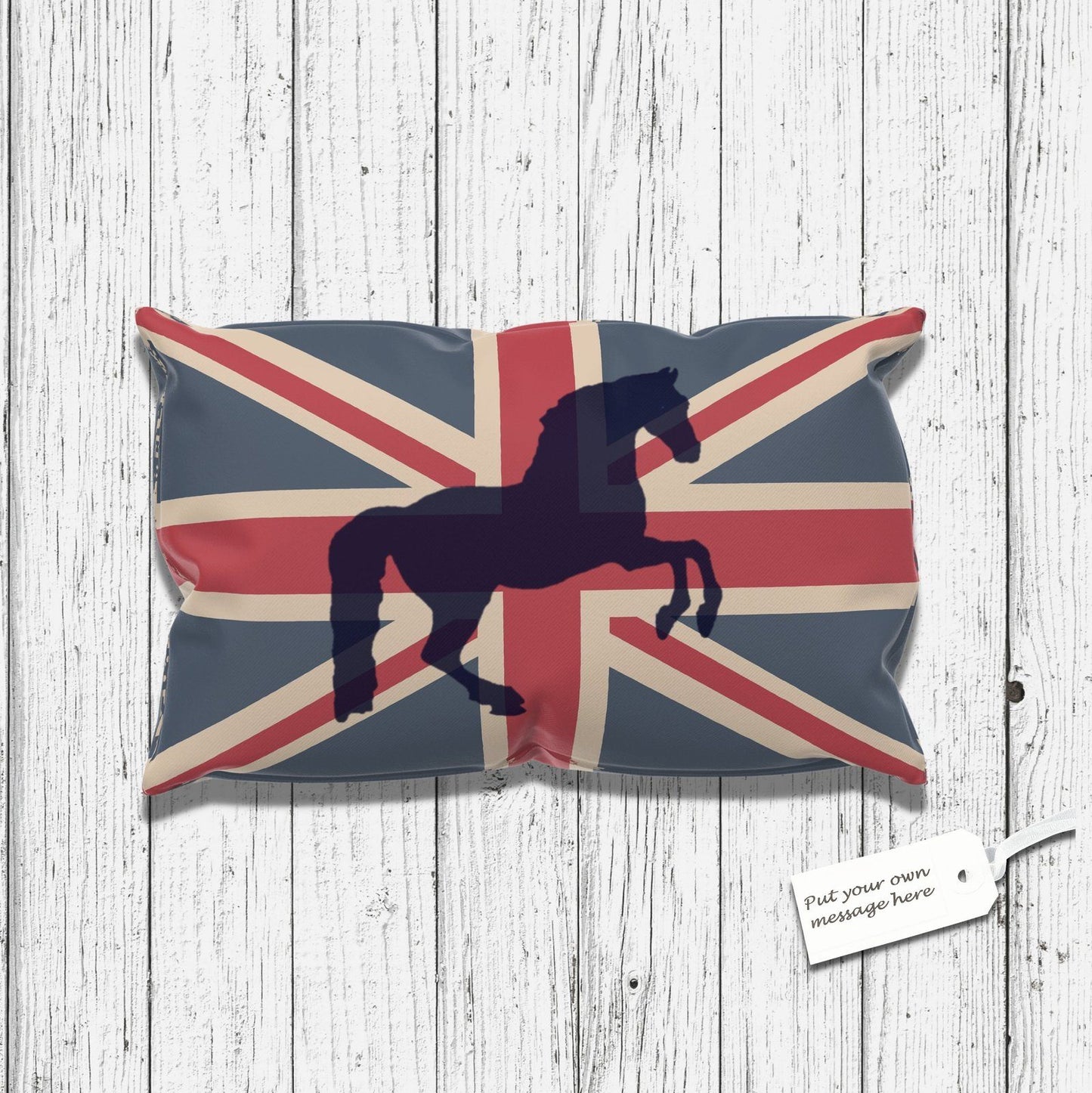 Union Jack Horse Cushion Cover Vintage