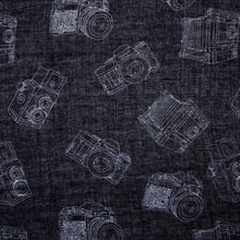 Load image into Gallery viewer, Vintage Camera Print Scarf Black
