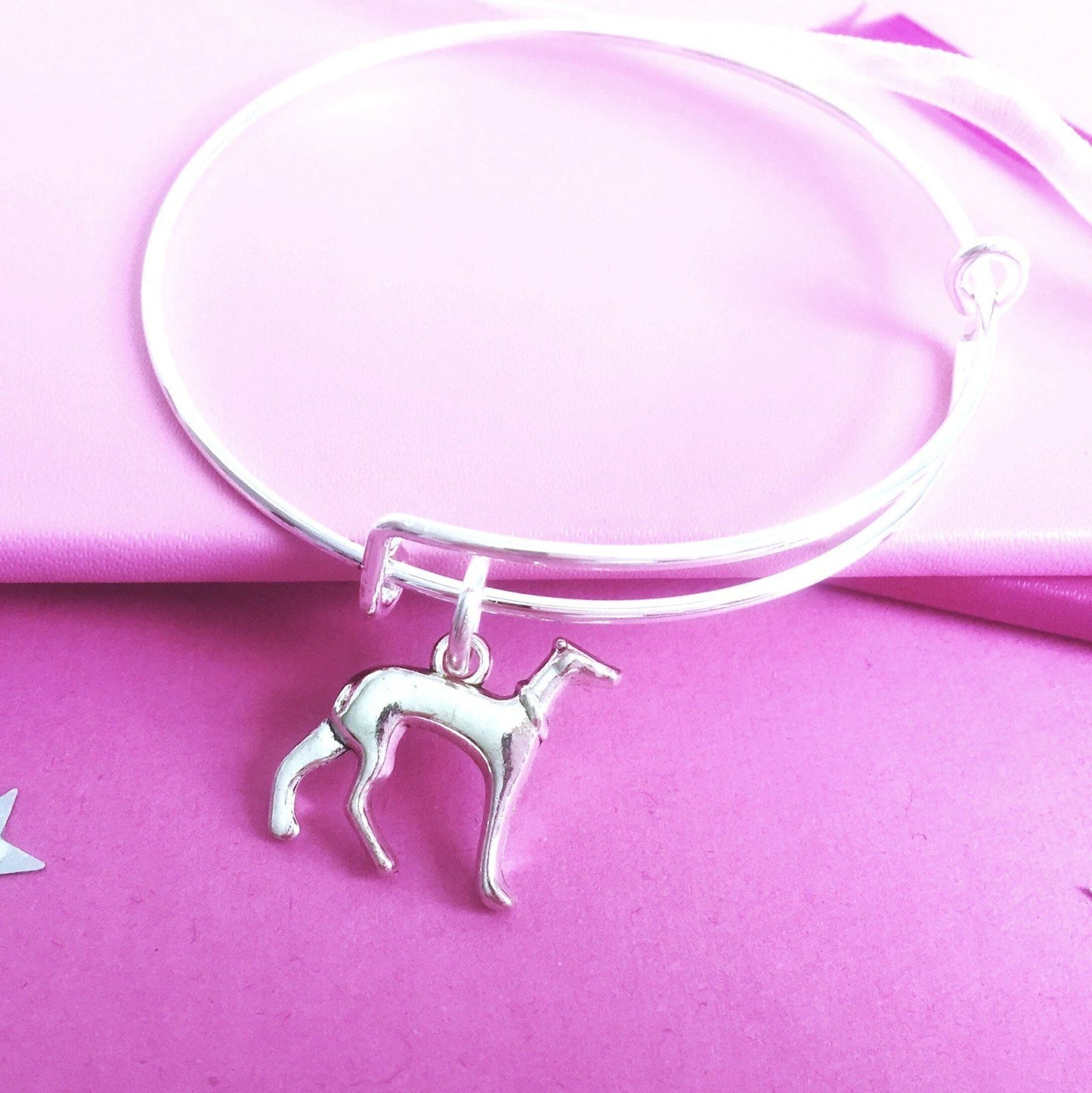 Whippet Charm Bangle Silver