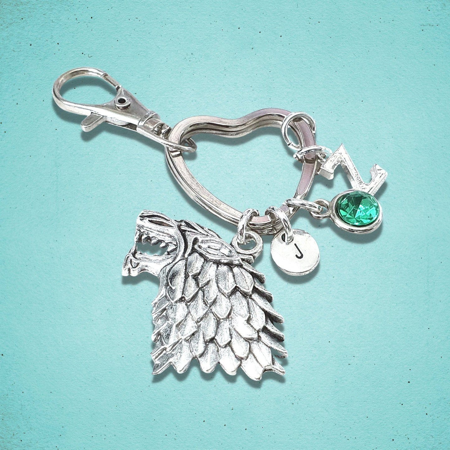 Wolf Head Keyring Silver