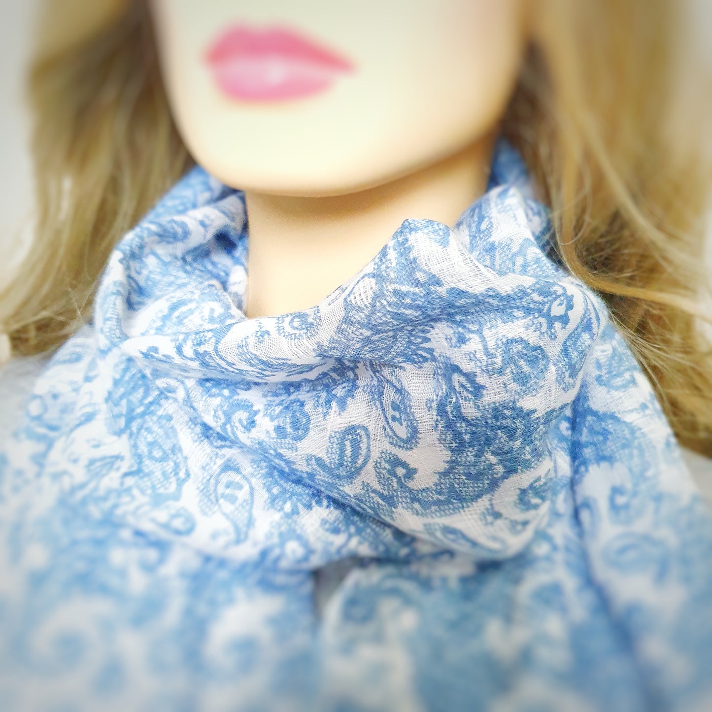 Paisley Print Scarf - Delft Blue