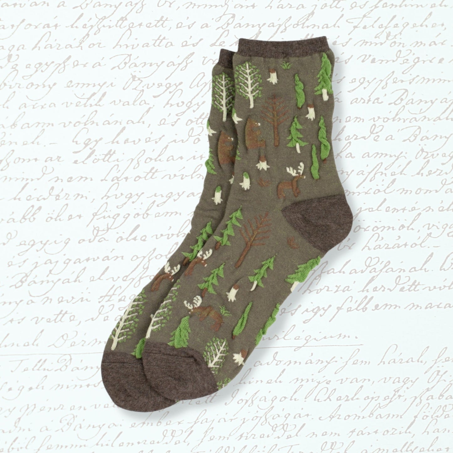 Forest Scene Socks - Green