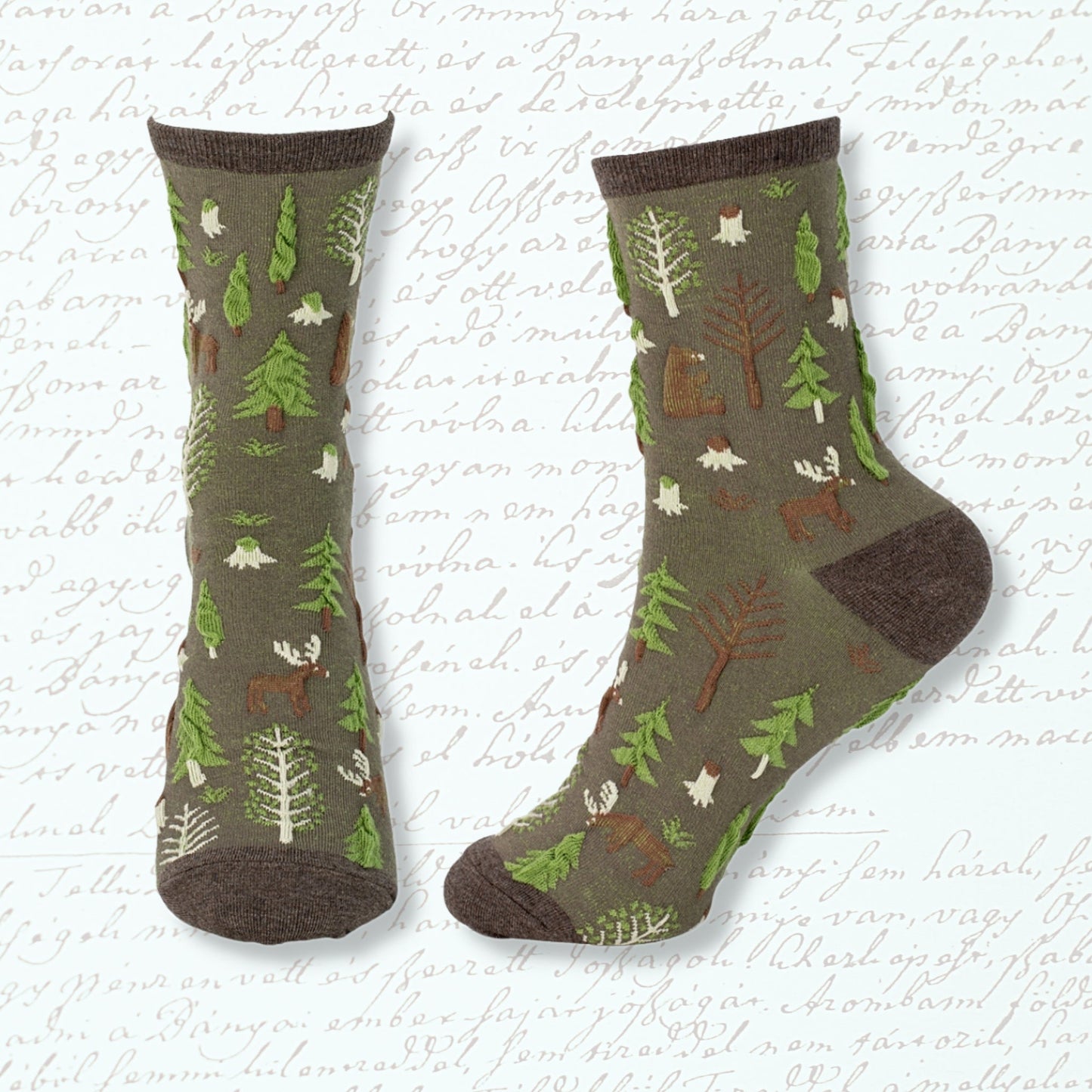 Forest Scene Socks - Green