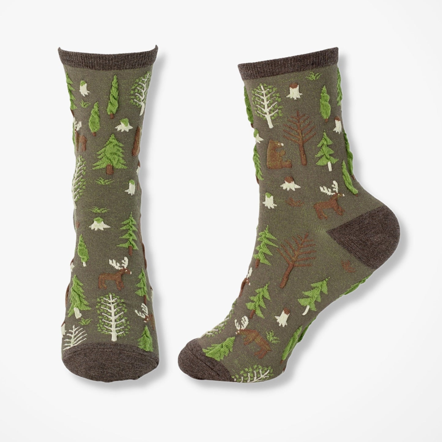 Forest Scene Socks - Green