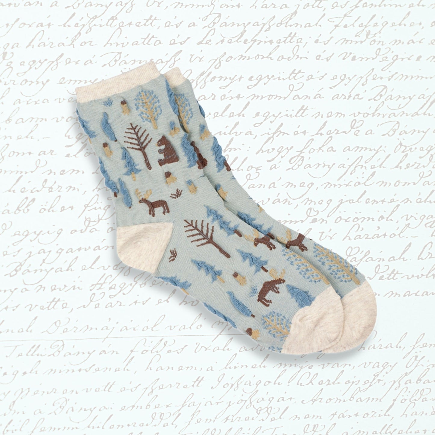 Forest Scene Socks - Blue