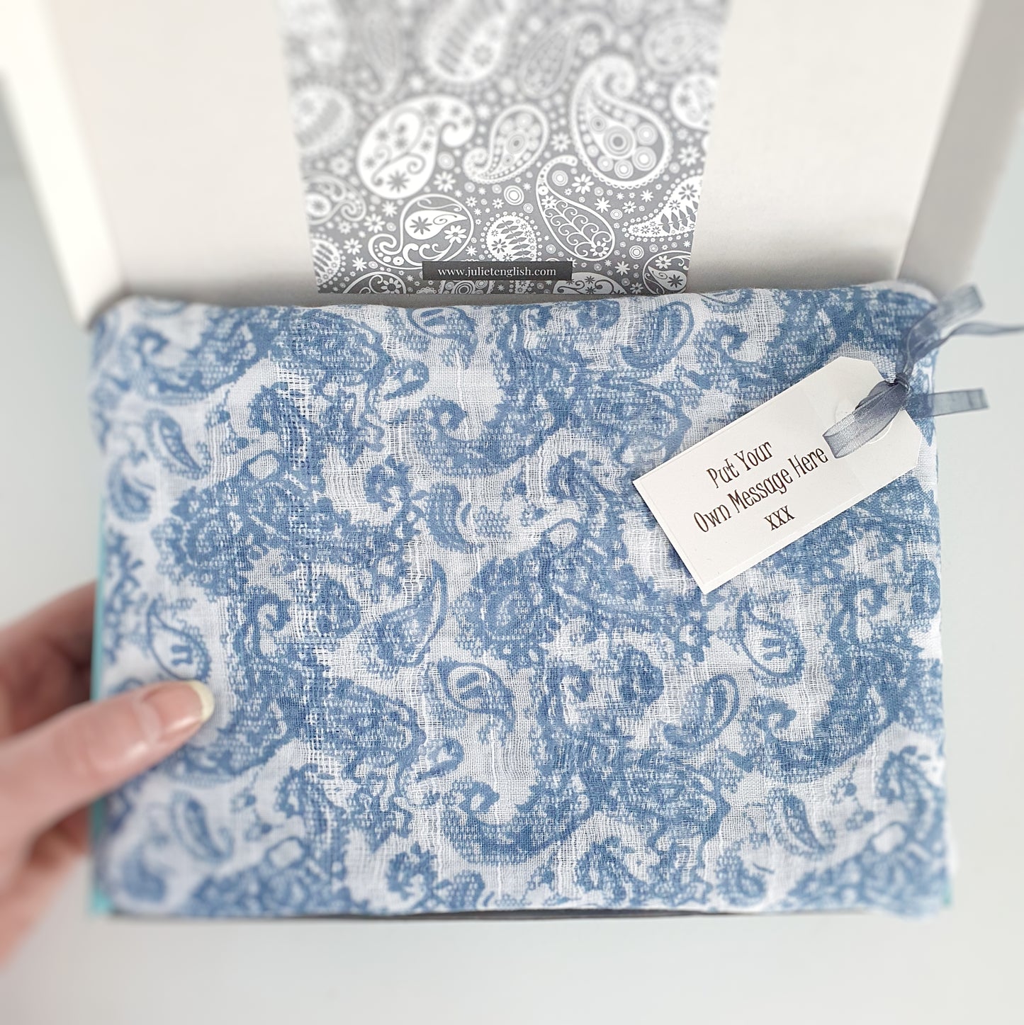 Paisley Print Scarf - Delft Blue