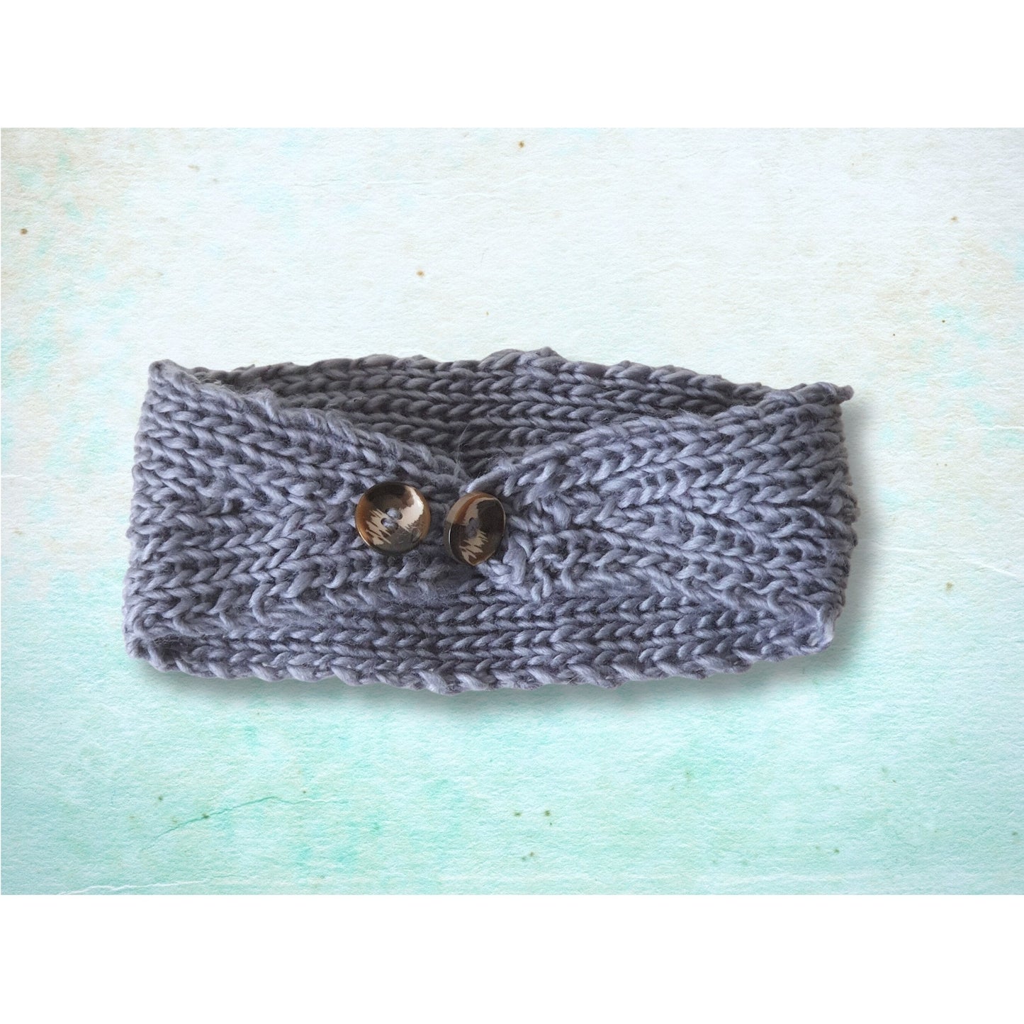 Knitted Flower Headband - Grey