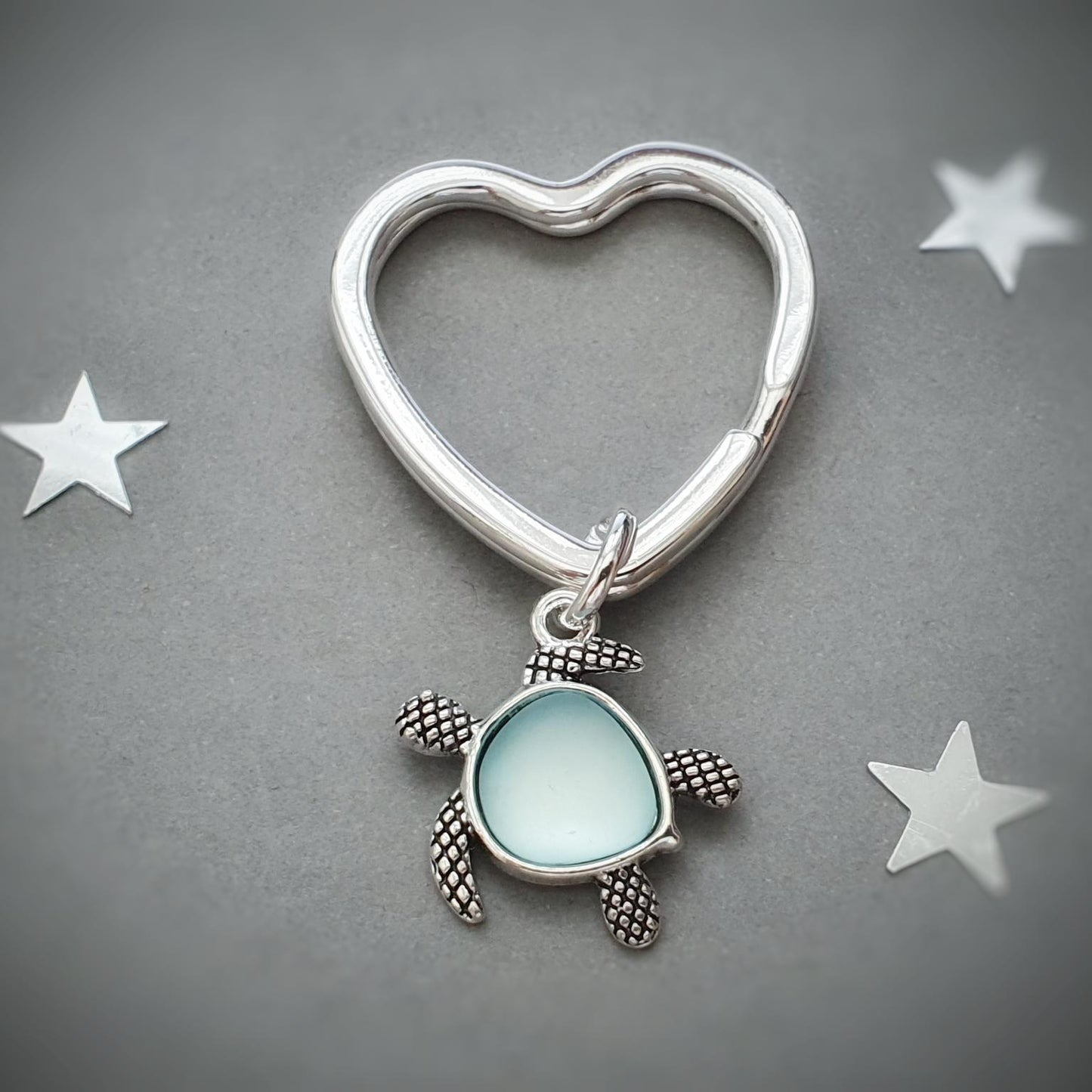 Seaglass Turtle Keyring - Blue