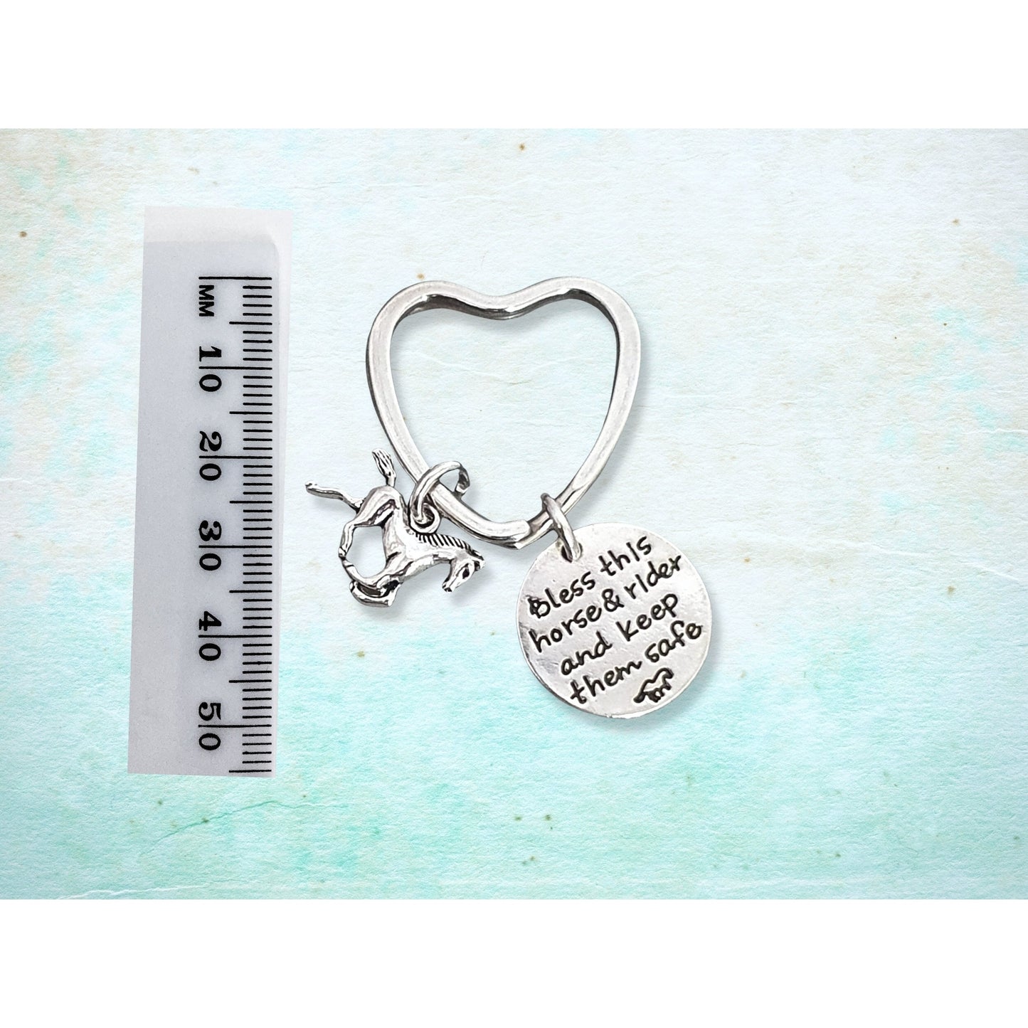 Bless This Horse and Rider Keyring - Silver