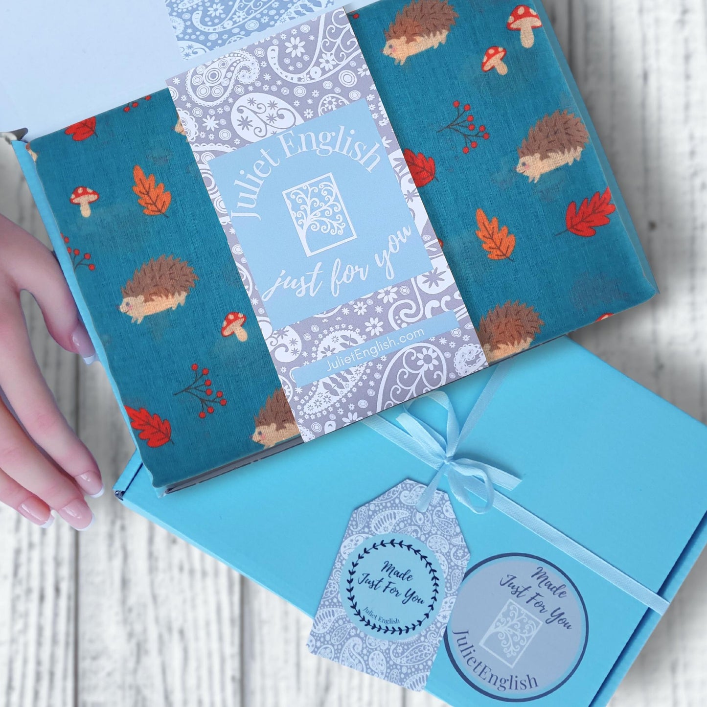 Woodland Hedgehog Print Scarf - Teal