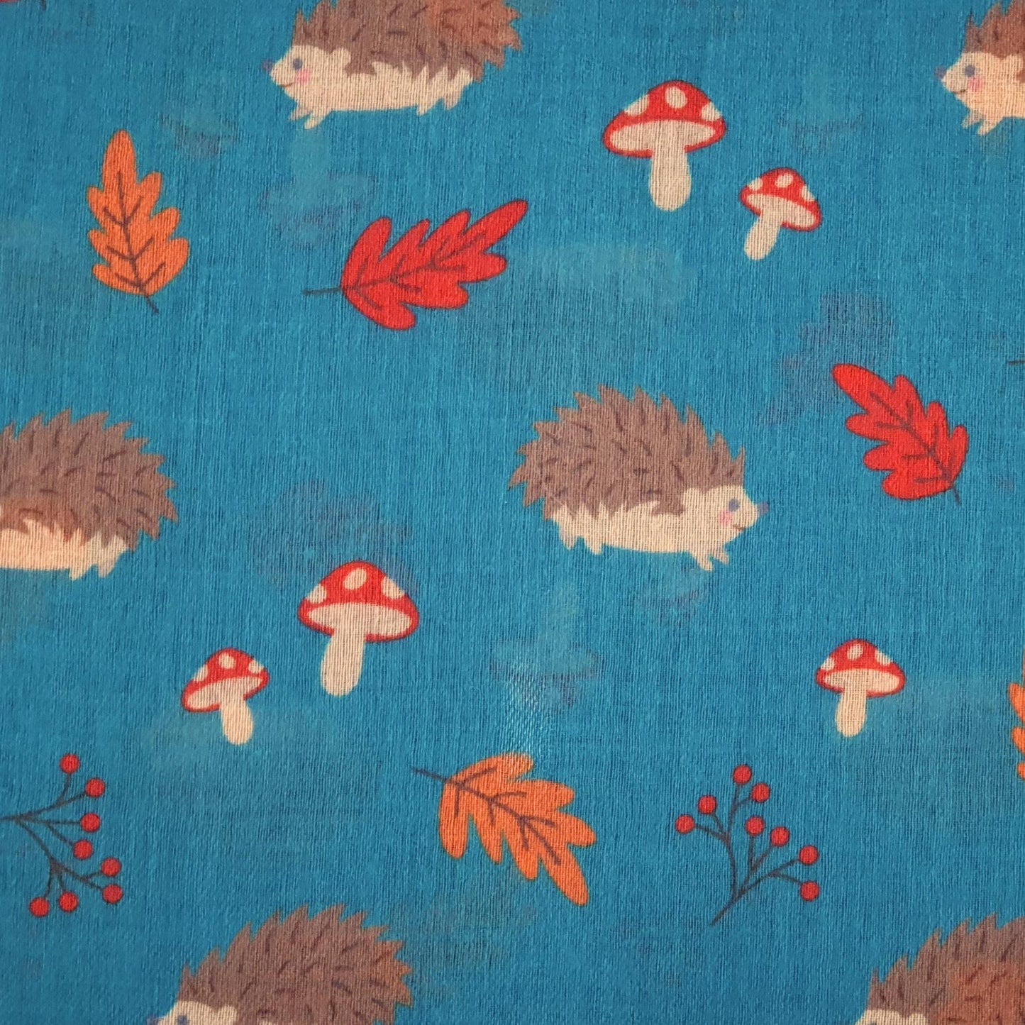 Woodland Hedgehog Print Scarf - Teal