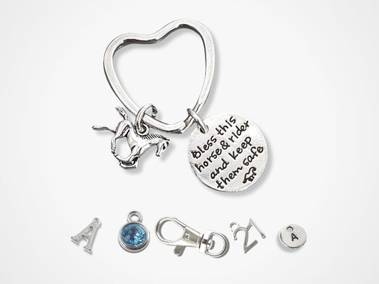 Bless This Horse and Rider Keyring - Silver