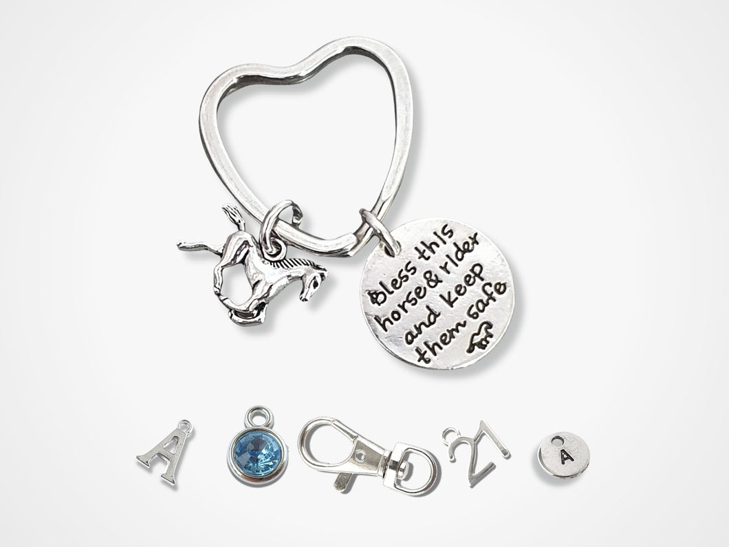 Bless This Horse and Rider Keyring - Silver