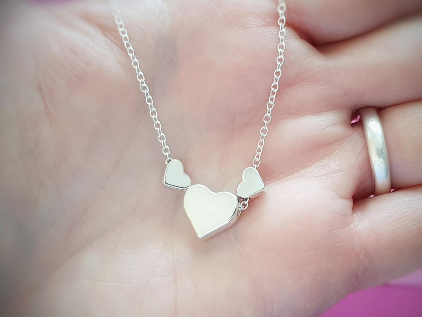 3 Decades Necklace: Handmade 30th Silver Hearts Necklace for Thirtieth Birthday