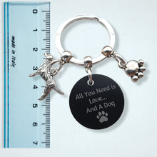 Load image into Gallery viewer, &#39;All you need is Love... and a Dog&#39; Retriever Keyring - Silver
