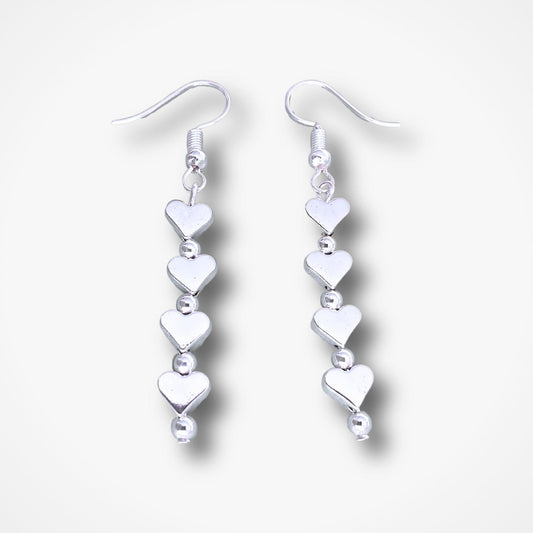 4 Decades Heart Earrings - Silver