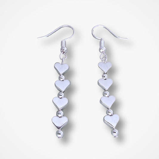 4 Decades Heart Earrings - Silver