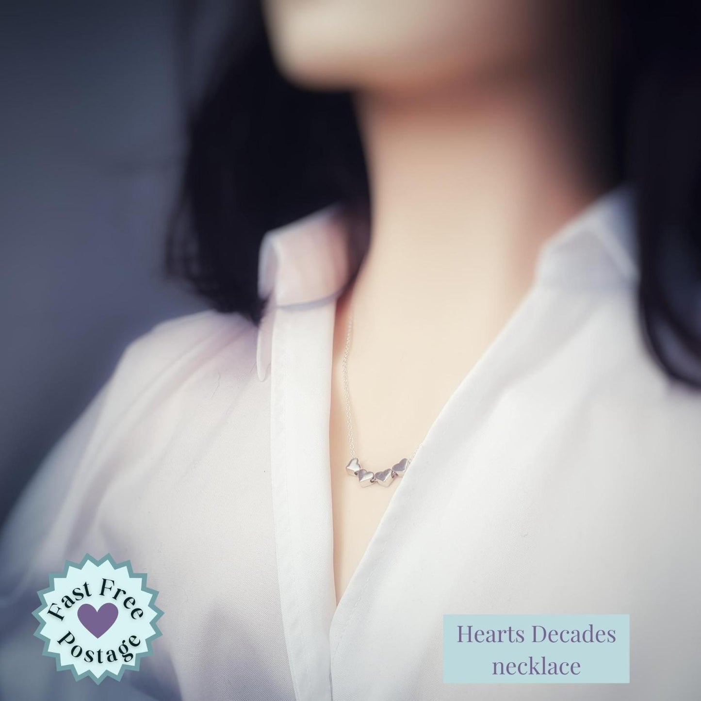 4 Decades Necklace: Handmade 40th Silver Hearts Necklace for Fortieth Birthday