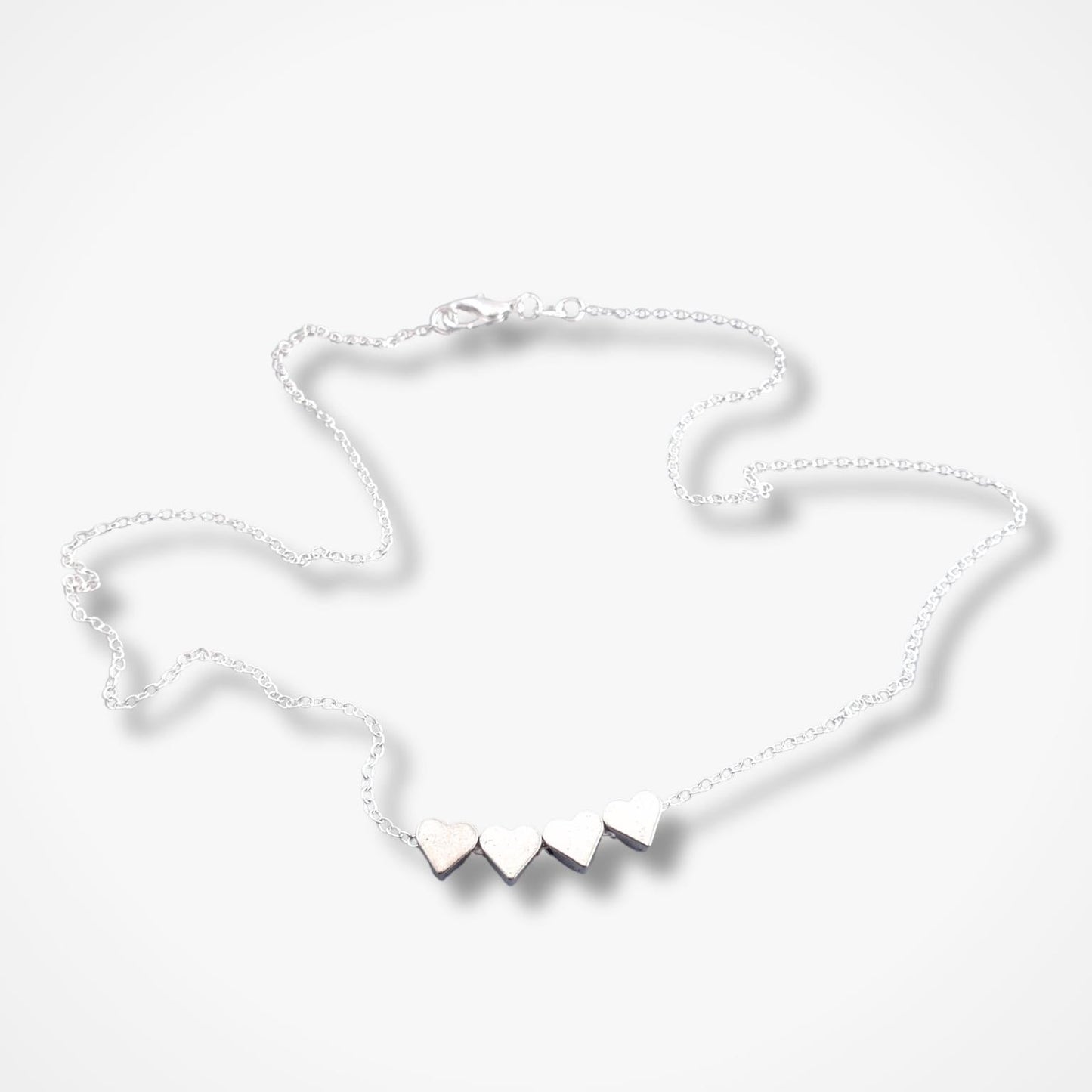 4 Decades Necklace: Handmade 40th Silver Hearts Necklace for Fortieth Birthday