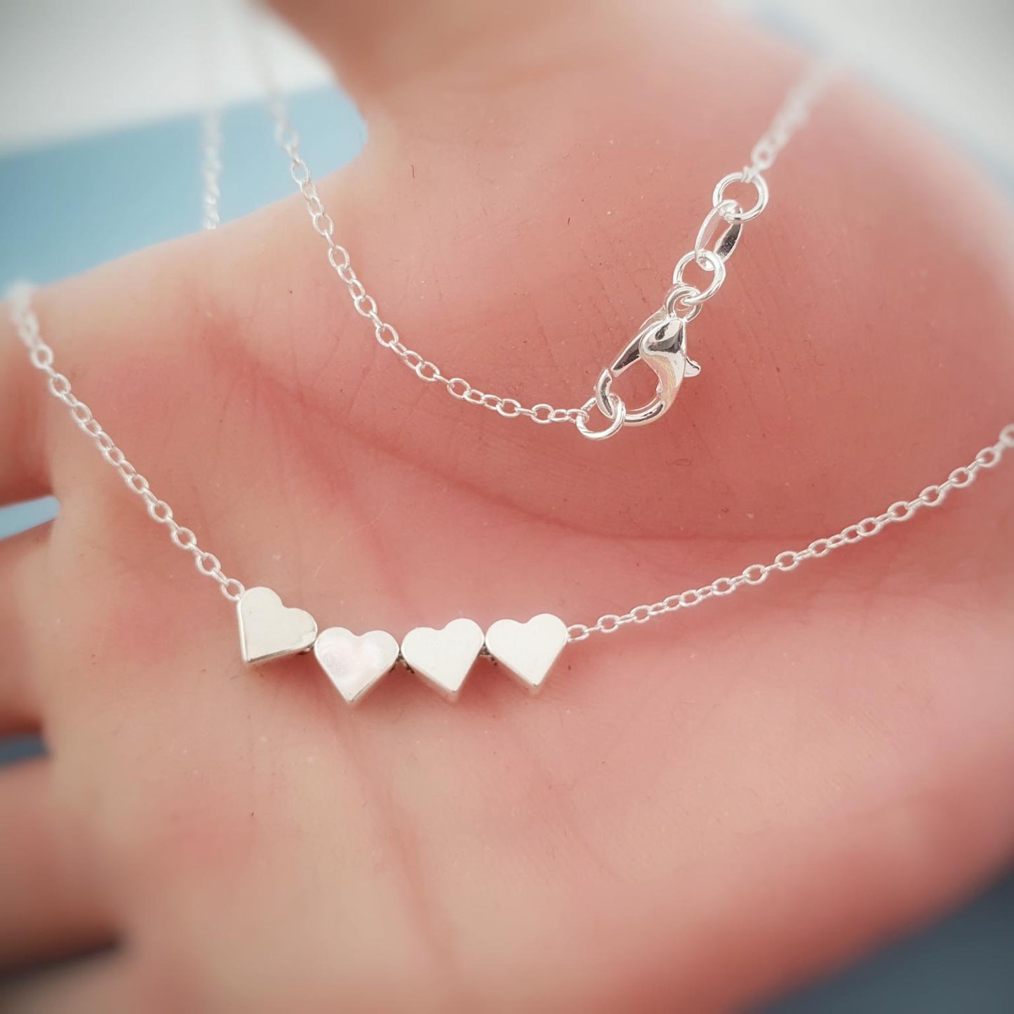 4 Decades Necklace: Handmade 40th Silver Hearts Necklace for Fortieth Birthday