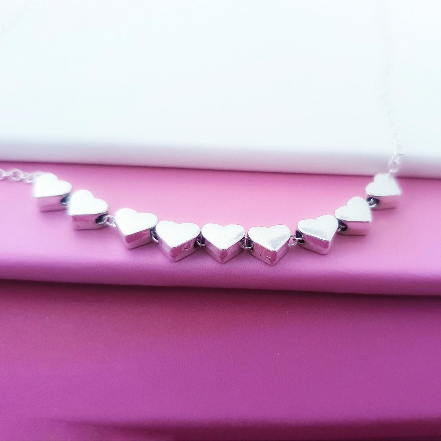 9 Decades Necklace: Handmade 90th Silver Hearts Necklace for Ninetieth Birthday