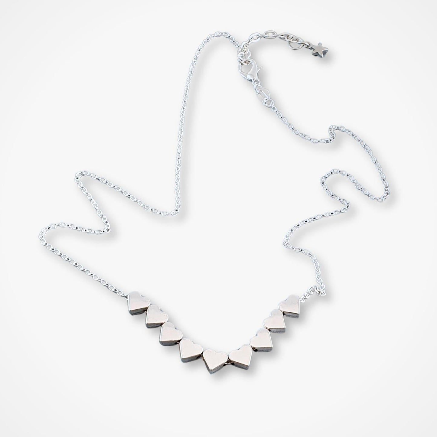 9 Decades Necklace: Handmade 90th Silver Hearts Necklace for Ninetieth Birthday