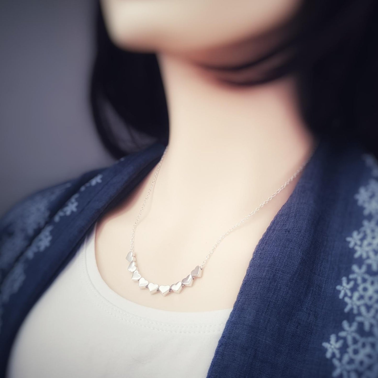 9 Decades Necklace: Handmade 90th Silver Hearts Necklace for Ninetieth Birthday