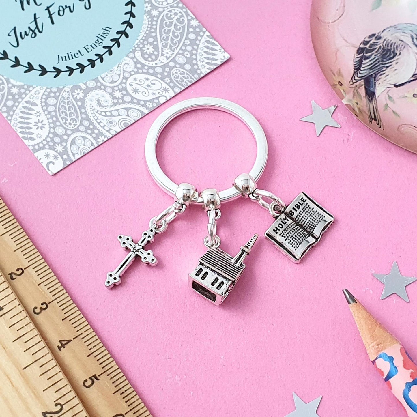Religious Keepsake Keyring - Silver