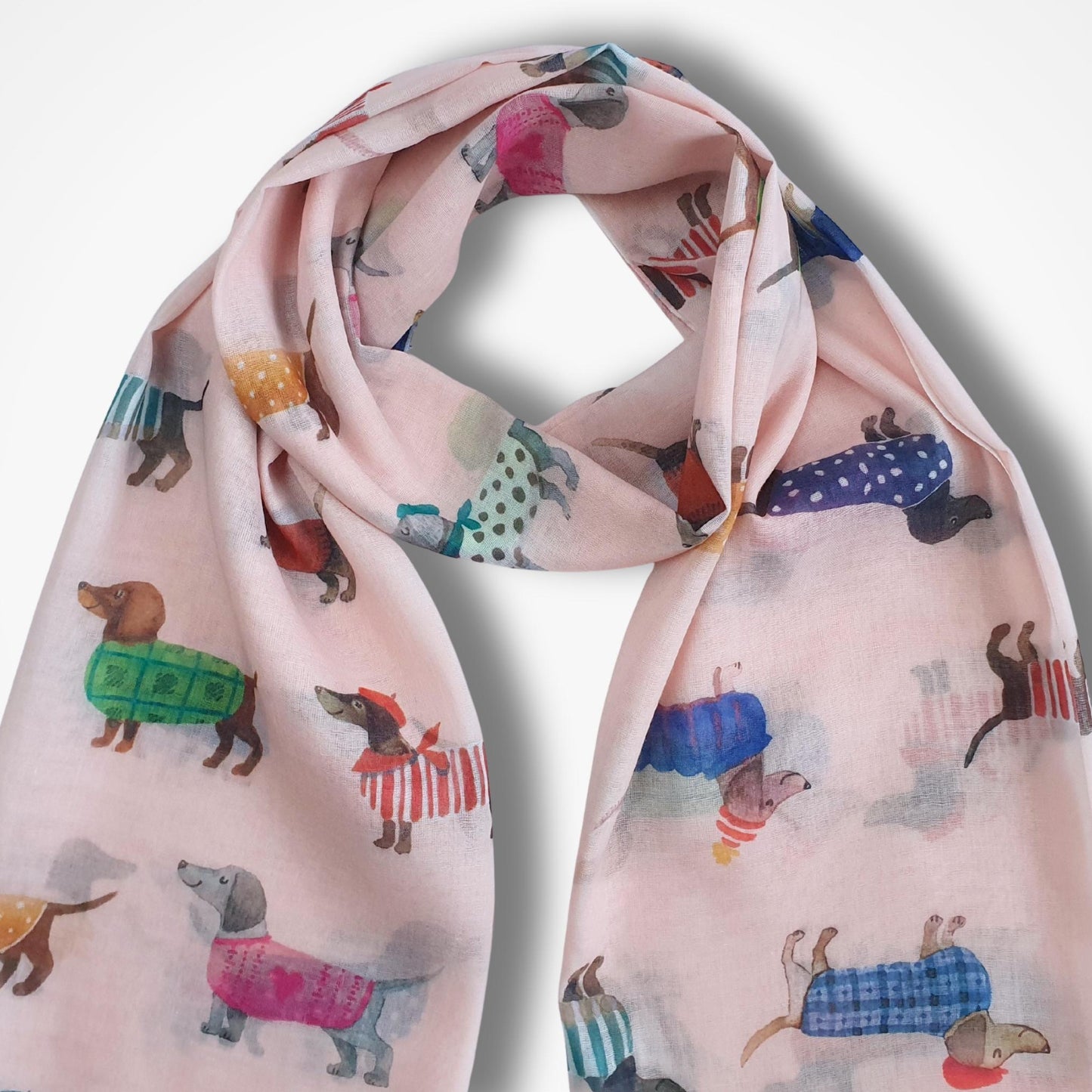 Cute Dachshund Fashion Parade Scarf - Pink