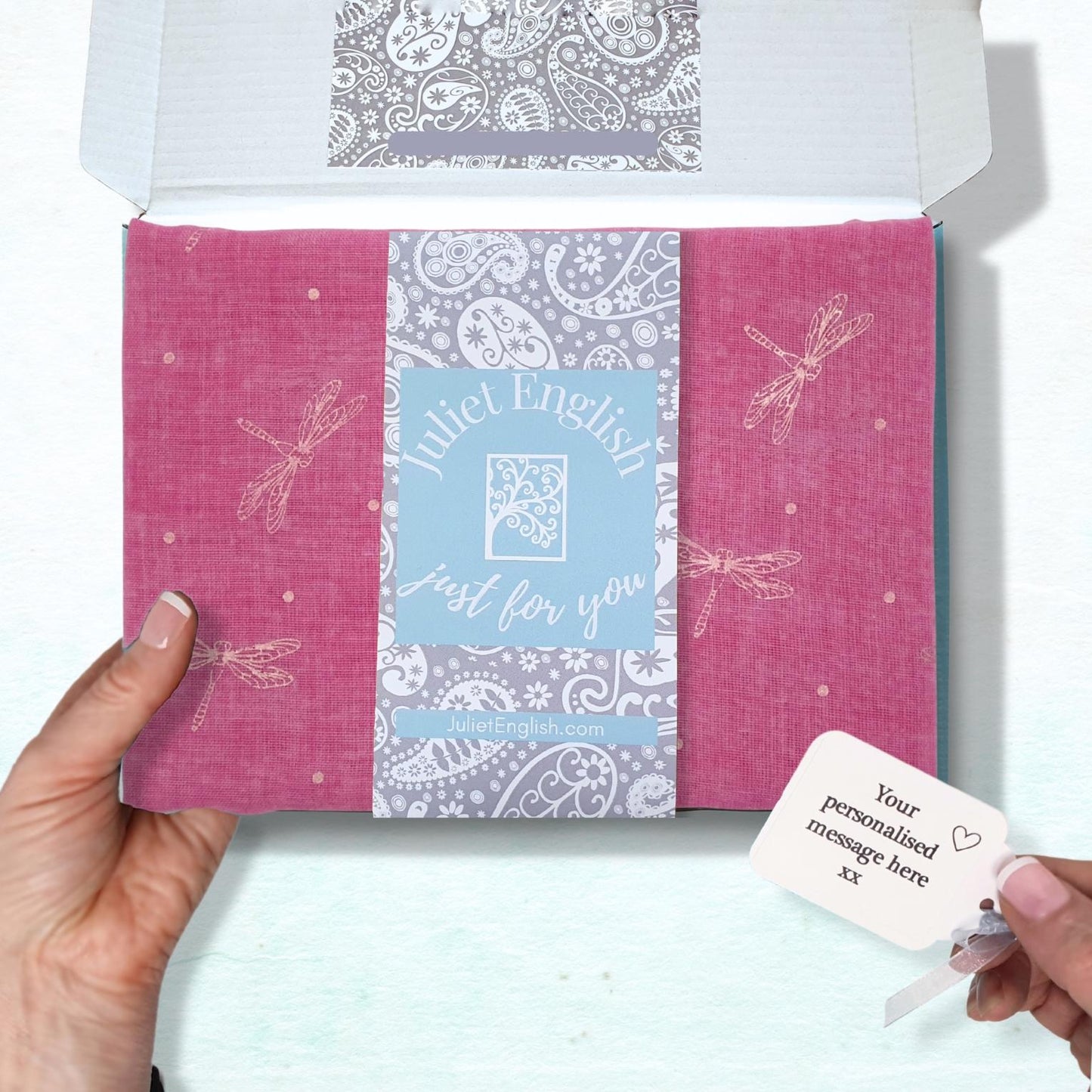 Lightweight Ladies Scarf with Rose Gold Dragonfly Design - Fuchsia