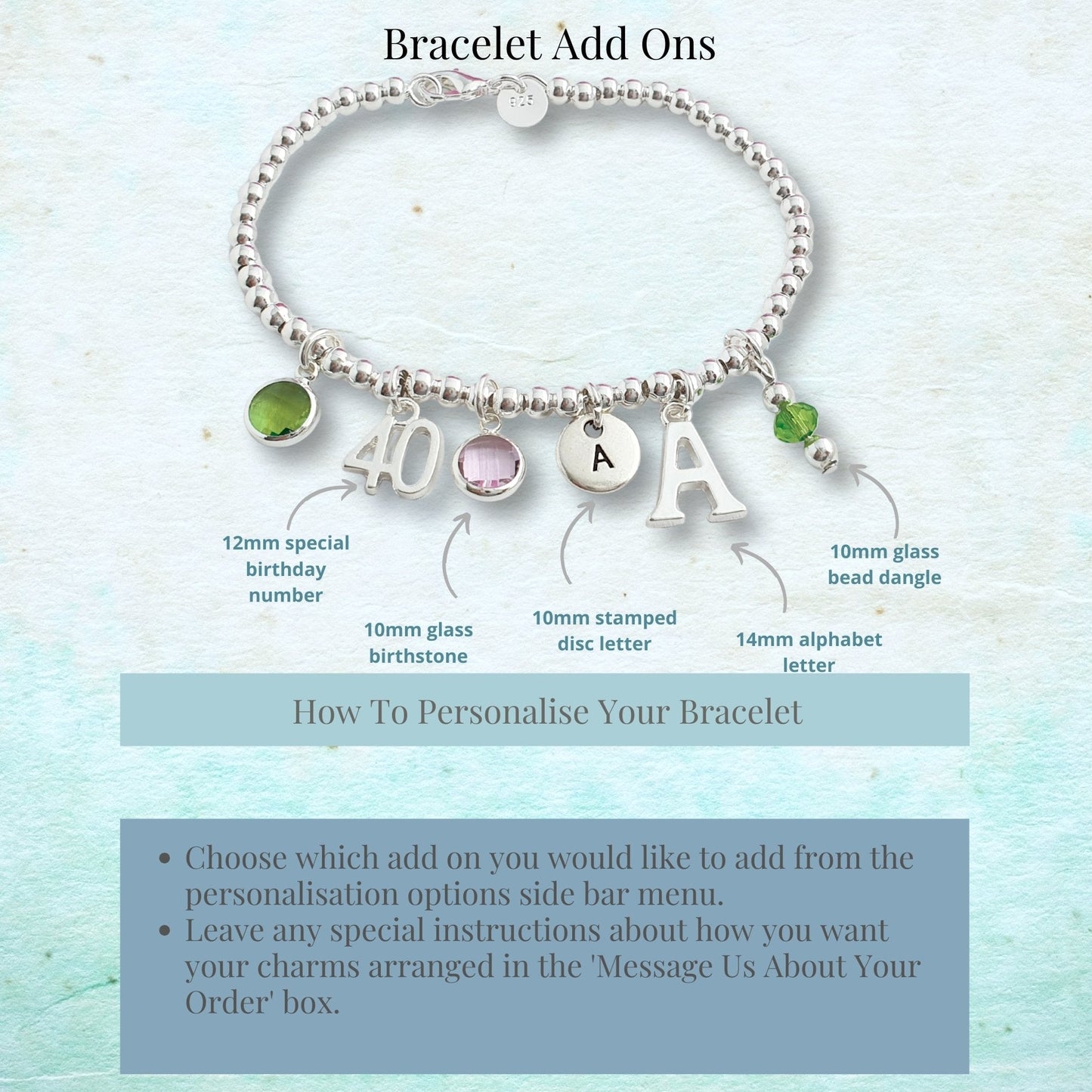 Labrador Bead Ball Bracelet - Sterling Silver