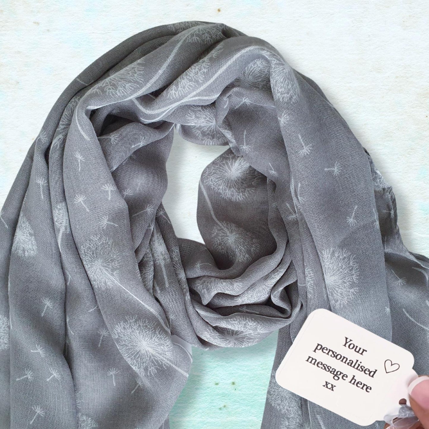 Pretty Dandelion Scarf - Grey and White