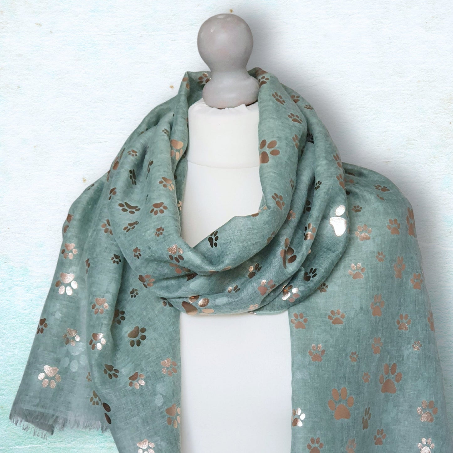 Foil Paw Print Scarf - Green