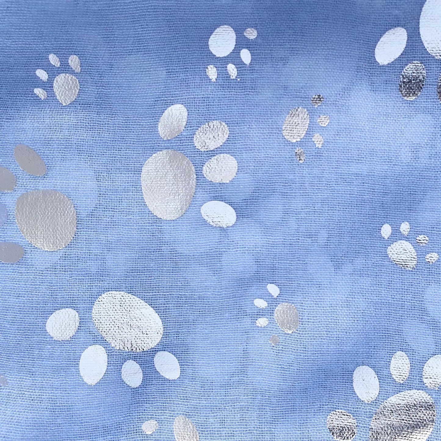 Foil Paw Print Scarf - Sky Blue & Silver