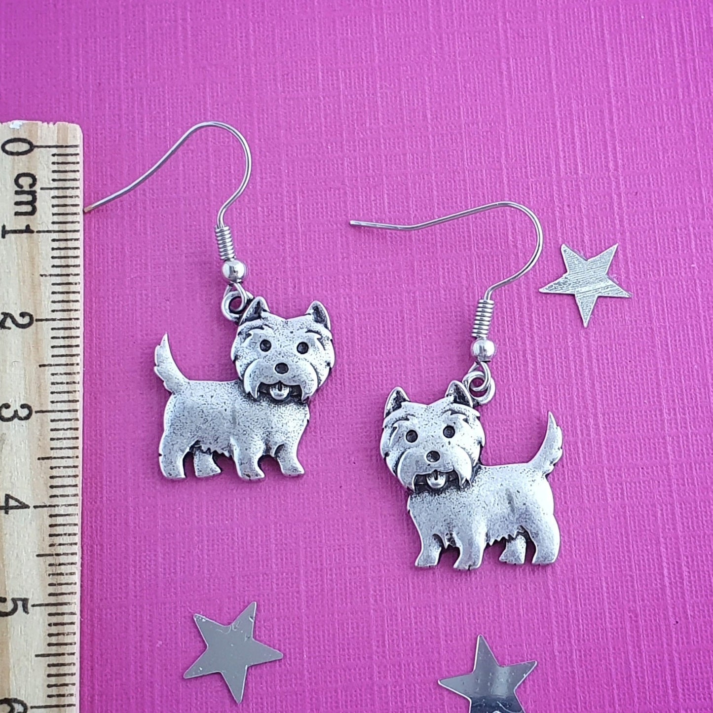 West Highland Terrier Novelty Earrings - Silver