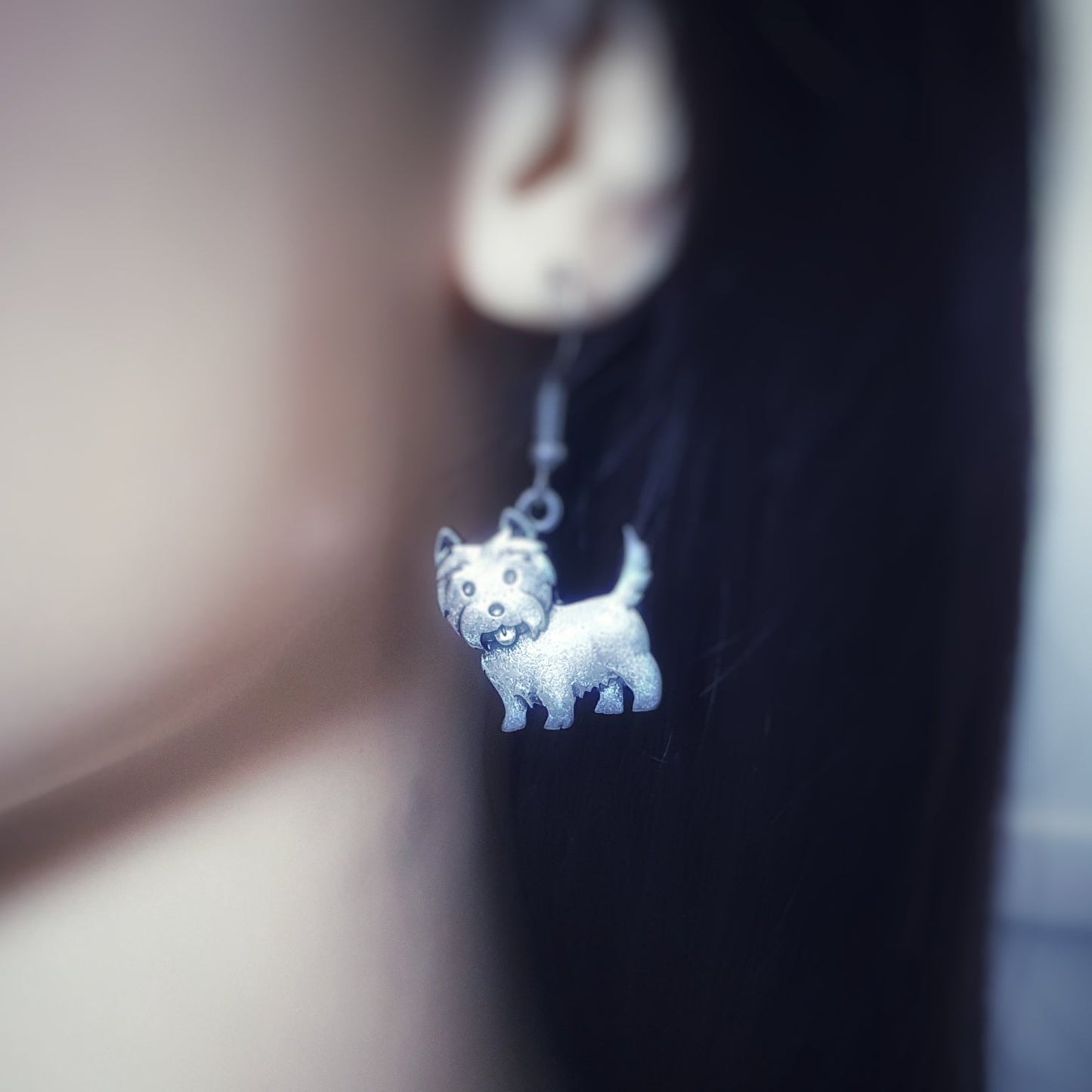 West Highland Terrier Novelty Earrings - Silver