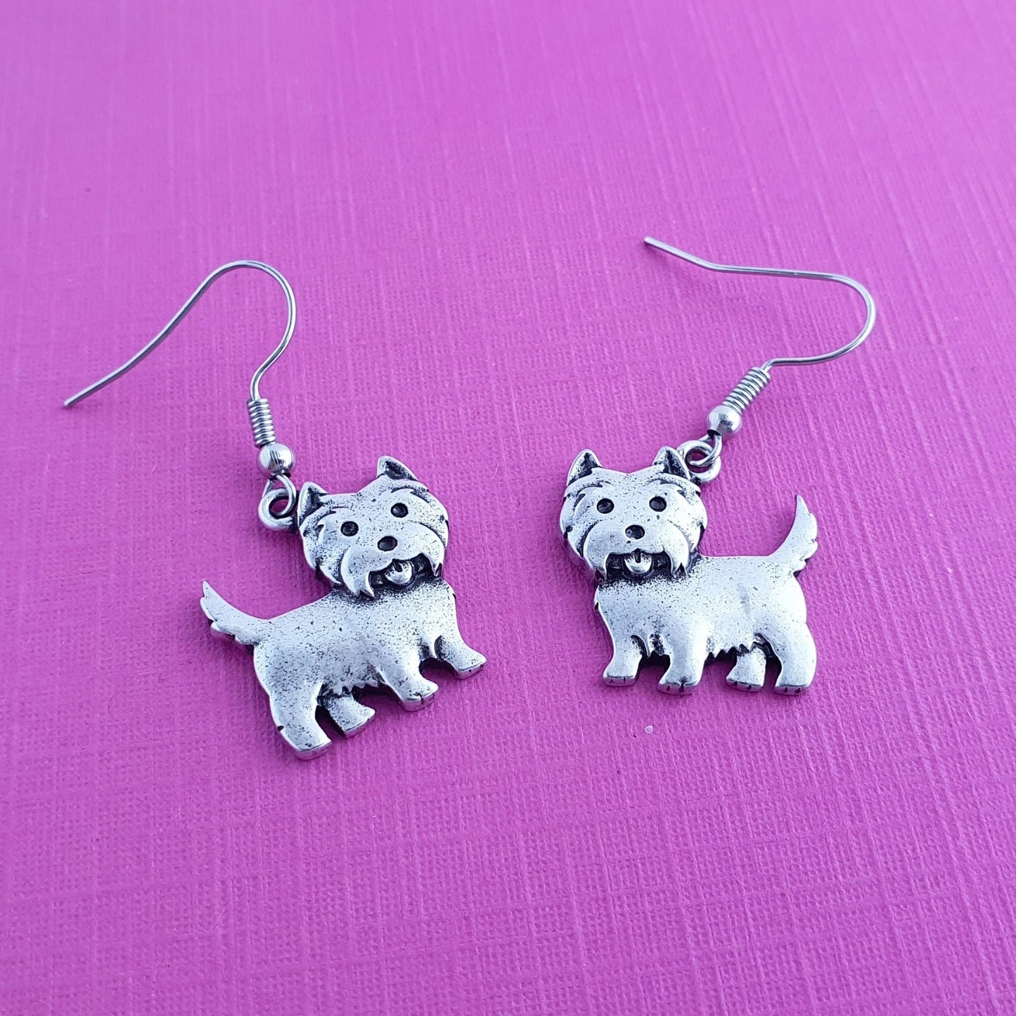 West Highland Terrier Novelty Earrings - Silver