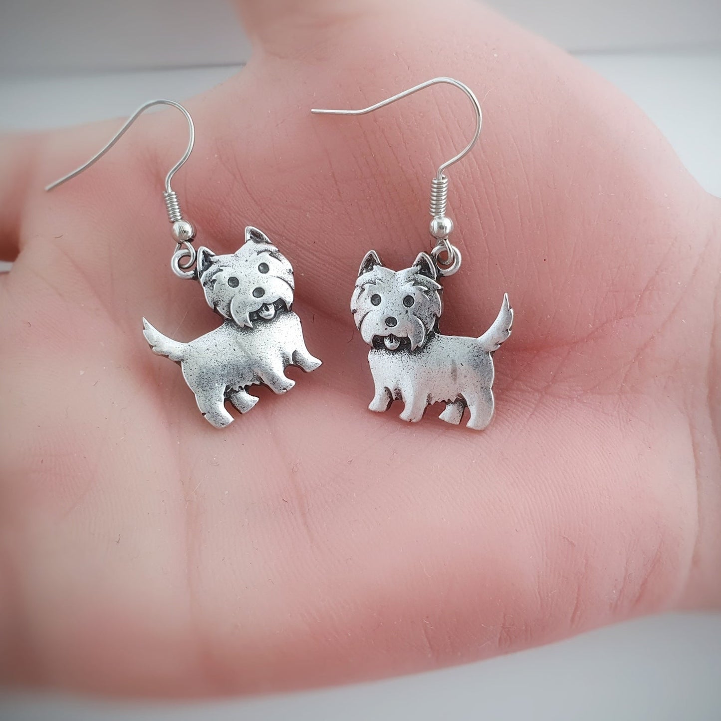 West Highland Terrier Novelty Earrings - Silver