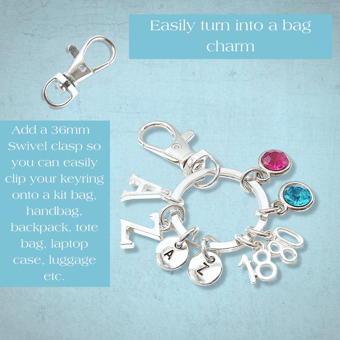 Sewing Charm Keyring - Silver