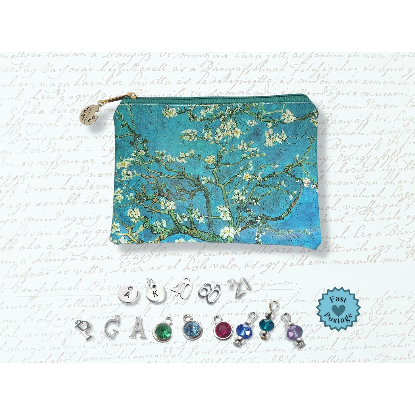 Van Gogh Almond Blossom Make Up/Cosmetics Bag - Green