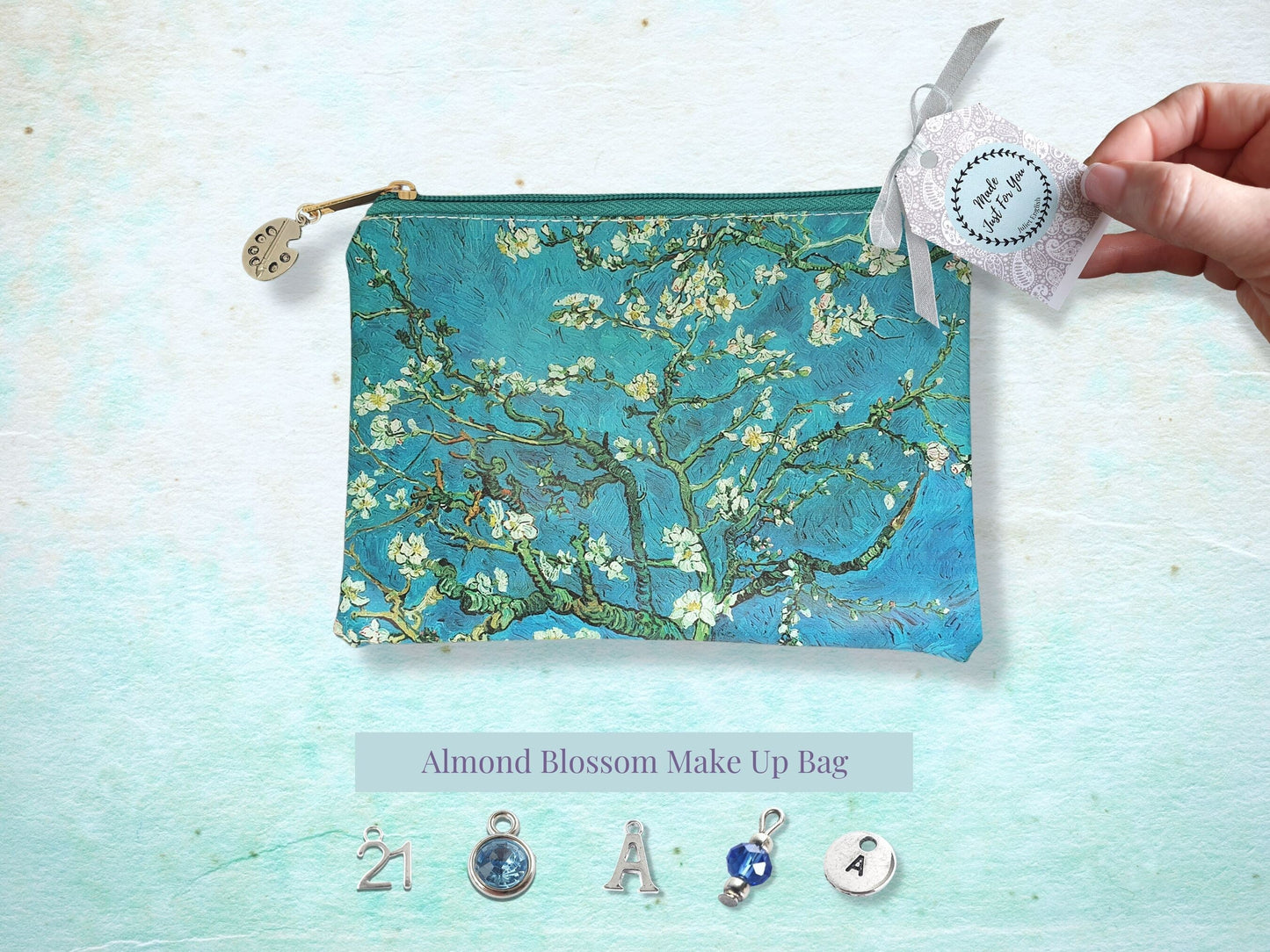 Van Gogh Almond Blossom Make Up/Cosmetics Bag - Green