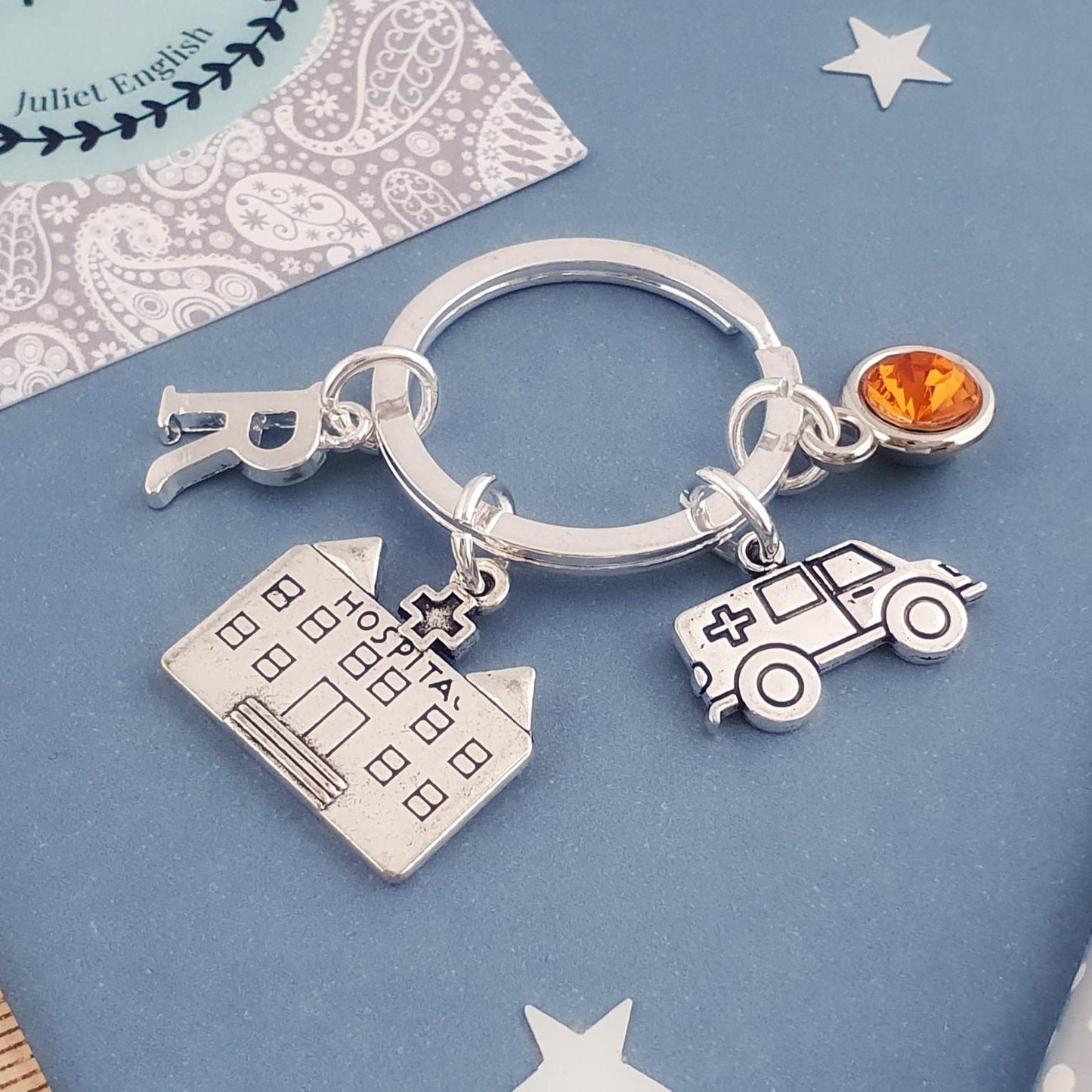 Ambulance Keyring - Silver