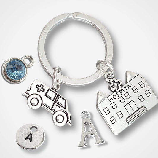 Ambulance Keyring - Silver