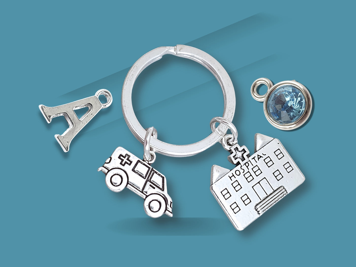 Ambulance Keyring - Silver