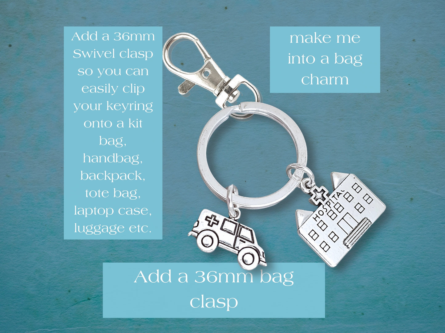 Ambulance Keyring - Silver